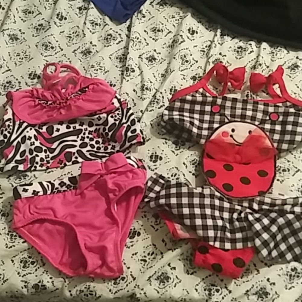 2 baby girls swimsuits 18m
